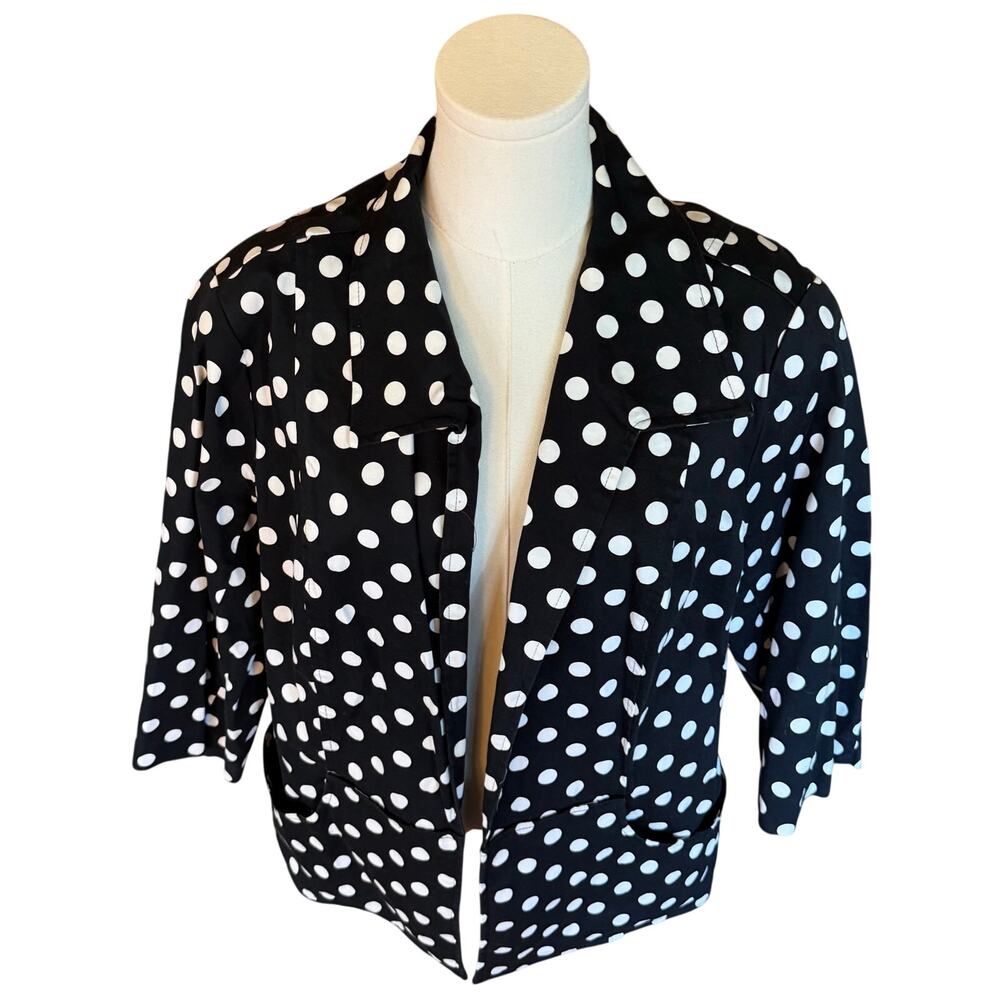 CJ Banks 1X Black Blazer White Polka Dots Lined Pockets - Picture 8 of 11